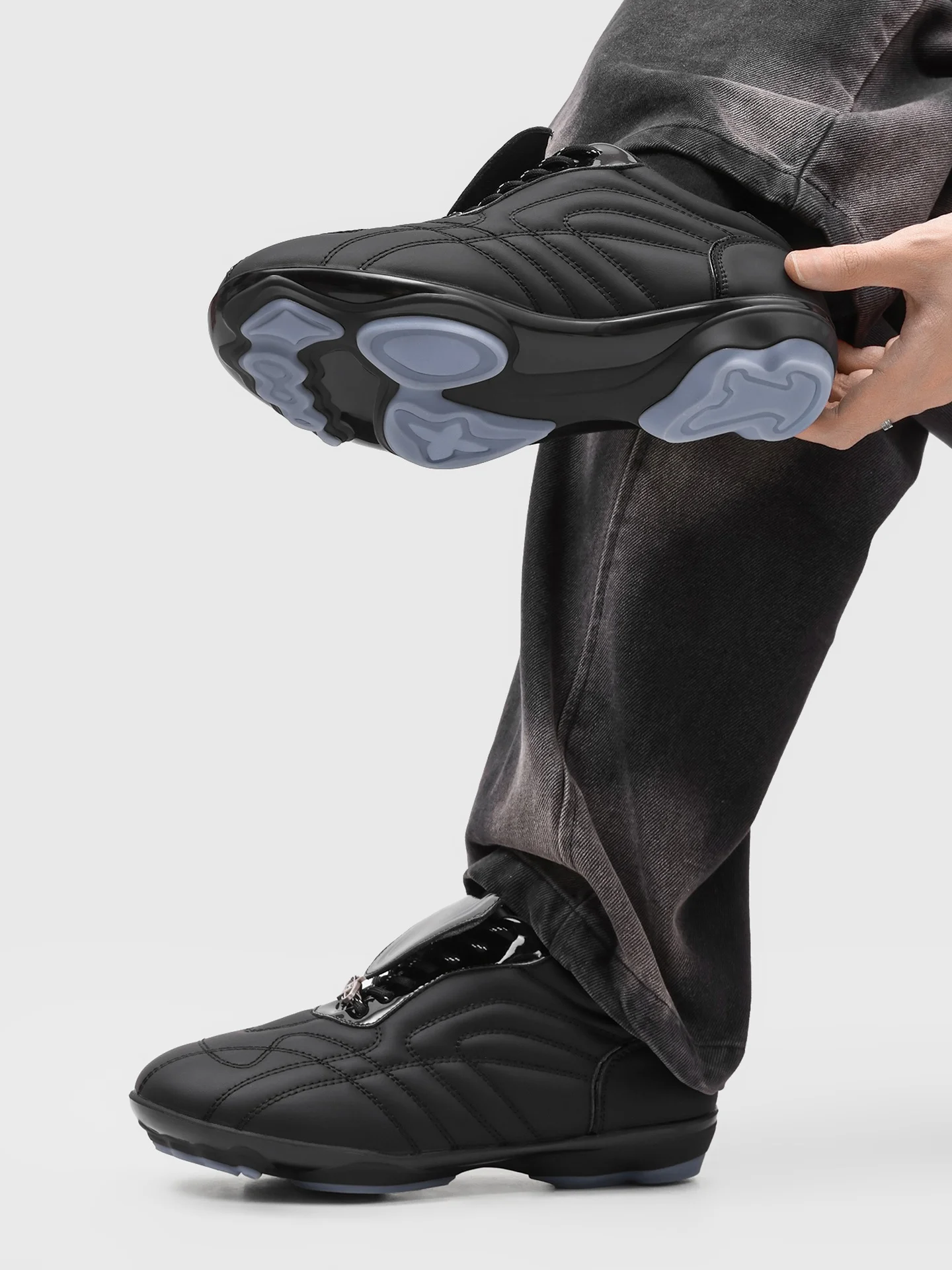  Commuter Racing Shoes Casual Black Versatile Summer Fashionable Deuxian Sneakers Sporty round Toe Rubber Outsole