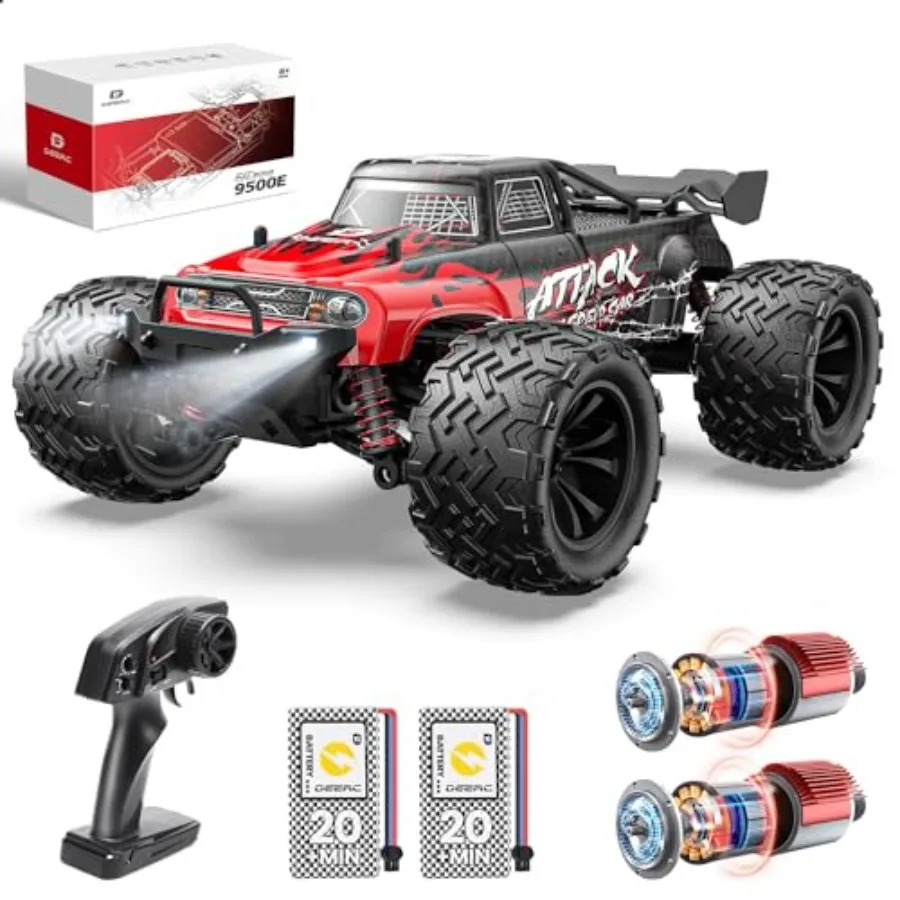 

9500E 1:16 Scale All Terrain RC Car 4x4 High Speed 40 KPH RC Truck 2.4Ghz Remote Control with 2 Batteries Off-Road Monster Truc