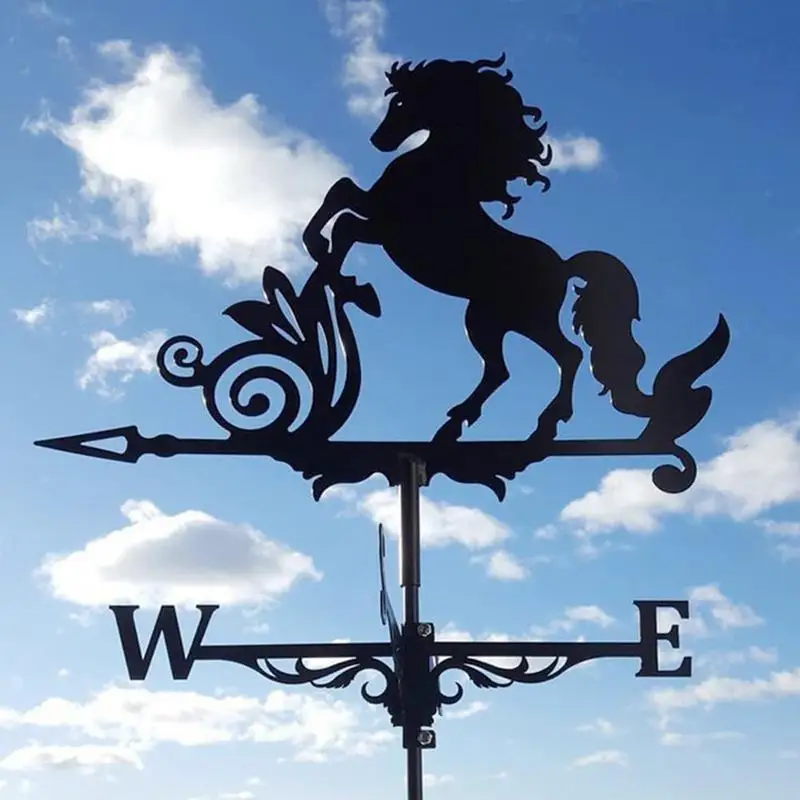 Metal Weathervane Witch Iron Weather Vane UV Resistant Rooftop Wind Vane Weather Vane For Roofs Wind Direction Indicator