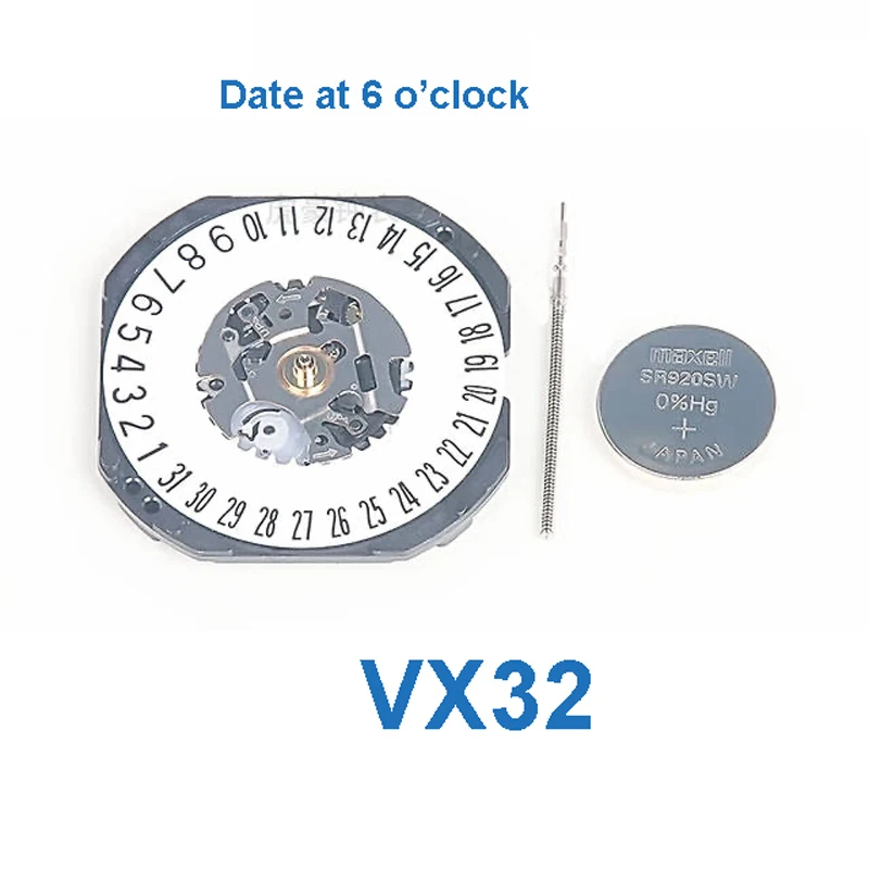 

VX12/VX32 3 Hands Date At 3/6 Japanese Movement Watch Parts VX12 VX32Quartz Movement Watch Movement Parts