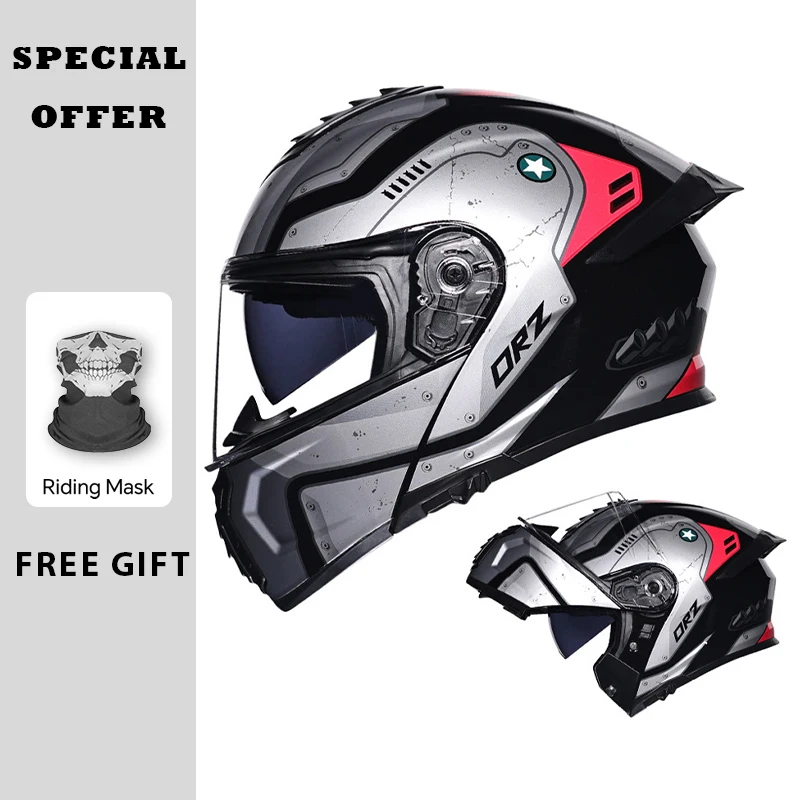 

DOT Certified Flip Up Motorcycle Helmets Dual Visor Modular Helmet for Moto Full Face Helmet Men Women Flip Up Riding Helm