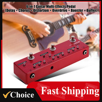 MOSKYAudio DC5 6-in-1 Guitar Multi-Effects Pedal Delay + Chorus + Distortion Overdrive Booster Buffer Full with True Bypass