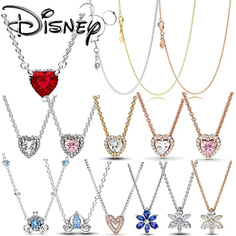 Disney 2024 new creative Handcrafted fashion Shiny Heart Ring pendant Collier Necklace for women exquisite high quality jewelry