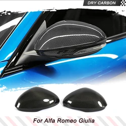 Dry Carbon Fiber Car Rear View Mirror Covers Caps for Alfa Romeo Giulia 2015 - 2018 Car Rear Side Mirror Caps Covers Shell Case