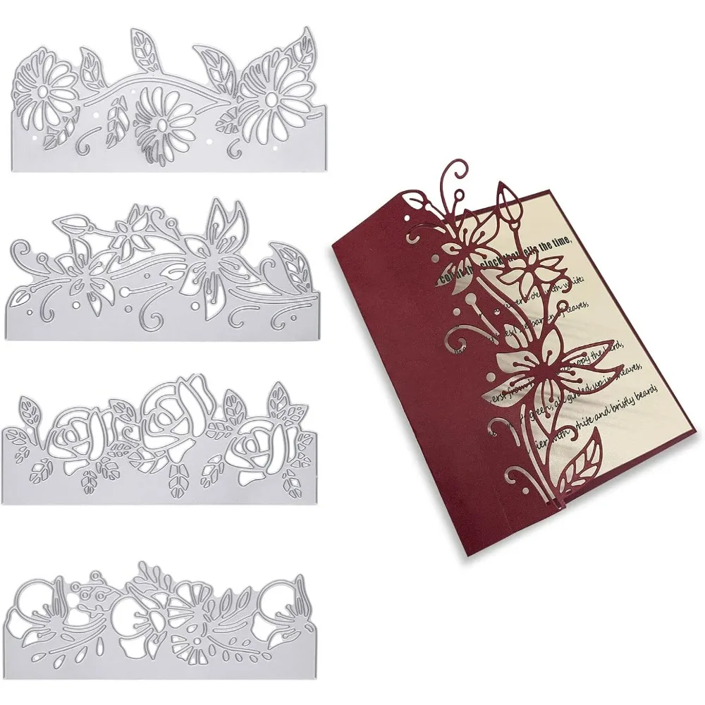 Metal Lace Flower Edge Border Cutting Dies Stencils for DIY Scrapbooking Decorative Wedding Invitation Card Making