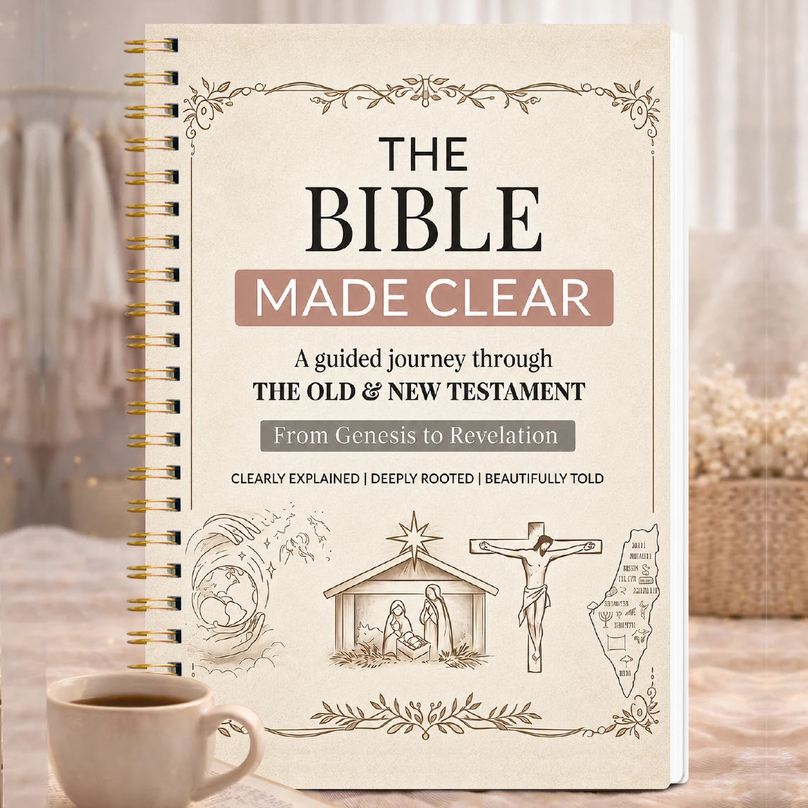 1 planificateur d'étude biblique sur 8 semaines, journal dévotionnel à double spirale de 8,15 x 5,67 pouces, carnet de lecture et de réflexion sur les Écritures