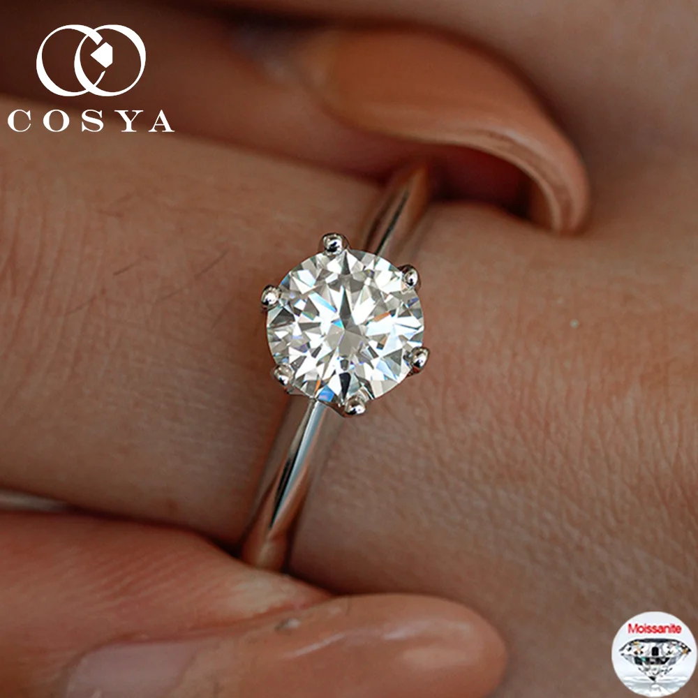 

COSYA 0.5-10CT D Color Moissanite Diamond Ring For Women S925 Silver 18K Gold Plated Wedding Solitare Promise Band Fine Jewelry