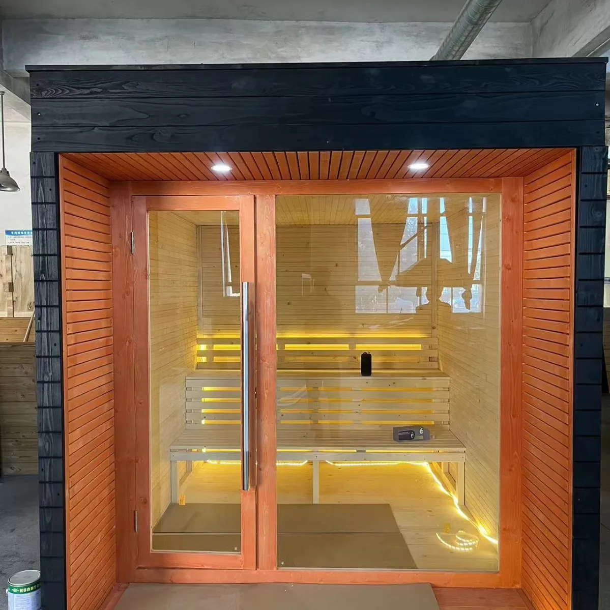 Canada Red Cedar Plaza 6-8 person outdoor sauna manufacturer Cube Smart Sauna