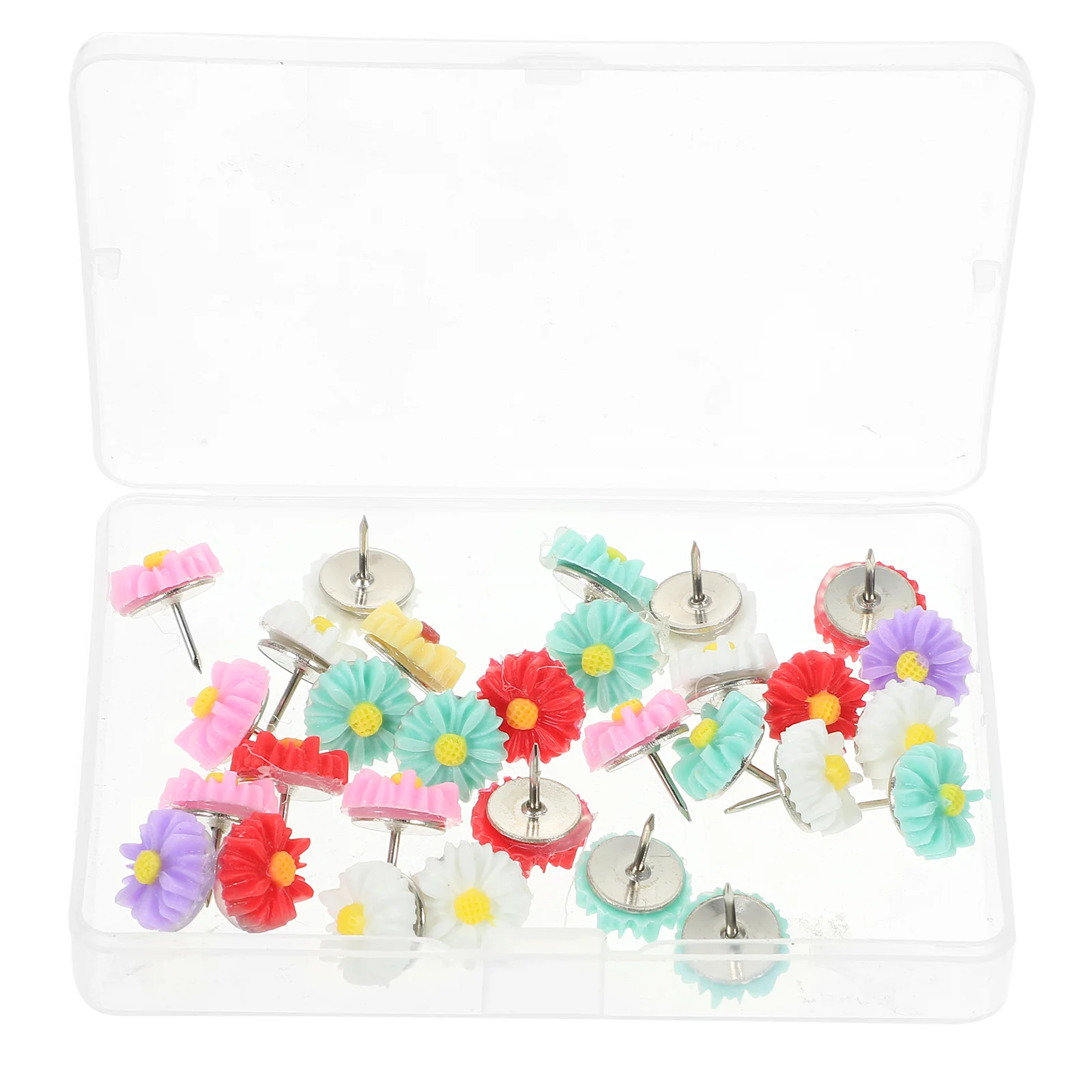 30 Pcs Flower Thumbtack Creative Push Pin Sunflower Office Decor Safety Pins Decorate