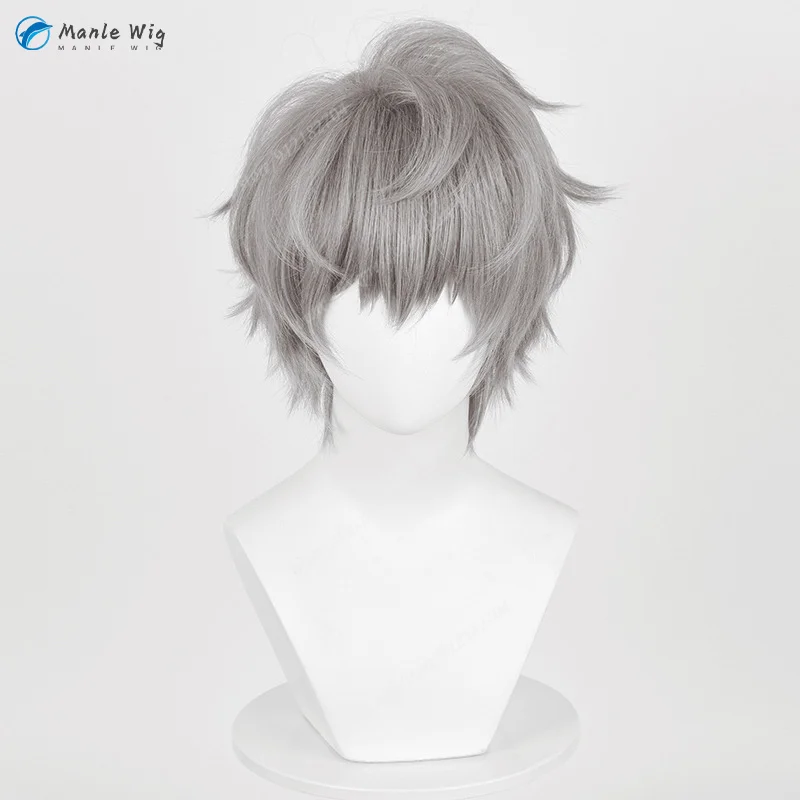 Anime Alien Till Cosplay Wig Stage 30cm Short Grey Hair Till Ear Clips Heat Resiatant Synthetic Hair + Free Wig Cap