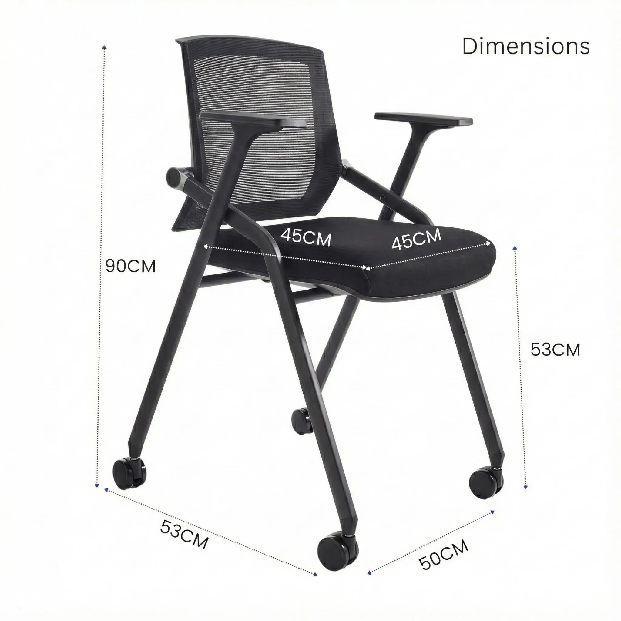 4 Pack Conference Room Chairs with Paddle Folding Office Chair Foldable Desk Chair Mesh Back and Arms for Conference