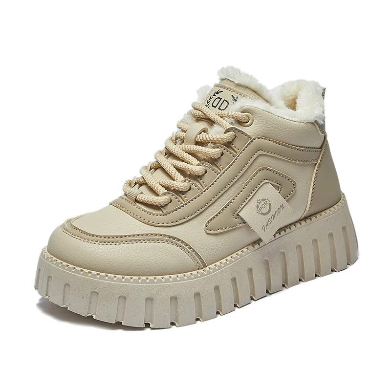 

2025 Thickened Fleece-lined Women's Winter Snow Boots Waterproof Non-slip Warm Footwear High-top Cotton Shoes Sports Board Shoes