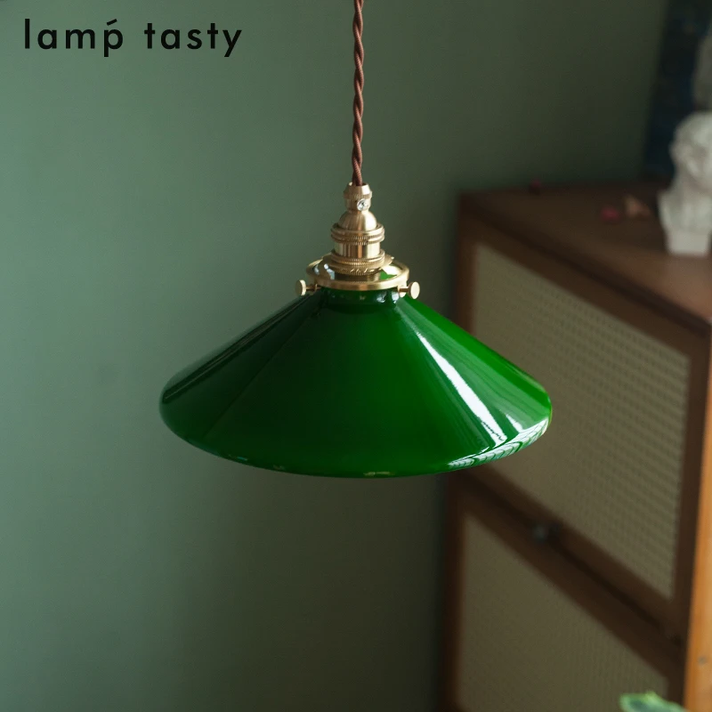 Old Shanghai vintage green glass chandelier Japanese style antique guesthouse restaurant showcase, tea room chandelier