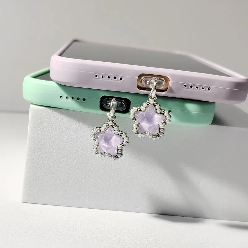 Charming Star Dust Plug Charm Bowknot Dust Cap For iPhone Type C Dust Protection Stopper For AirPods Fashion Ladies Gift