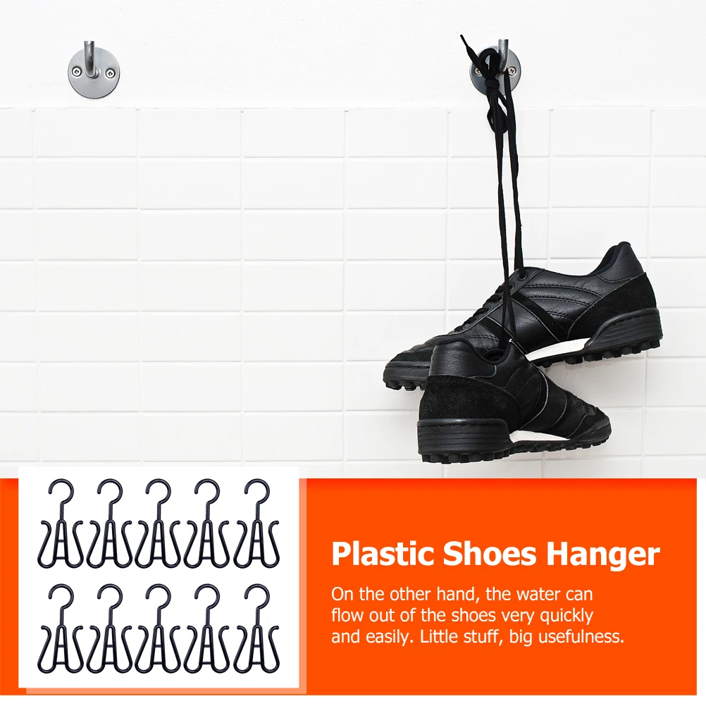 

10 Pcs Hook Storage Rack Hangers Plastic Shoe Hooks Towel for Drying Shoes Double Hanging Slippers Organizer