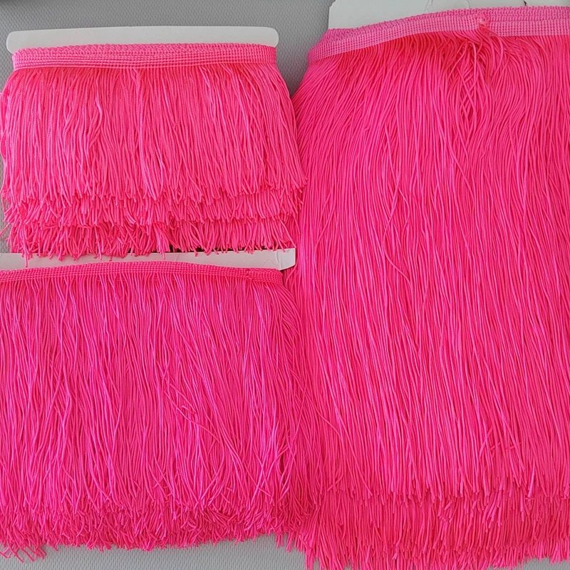 10/15/20/25/30cm Long 10 Meters Neon color  Polyester Tassel Lace Fringe Trimming Latin Dance Clothing Accessories