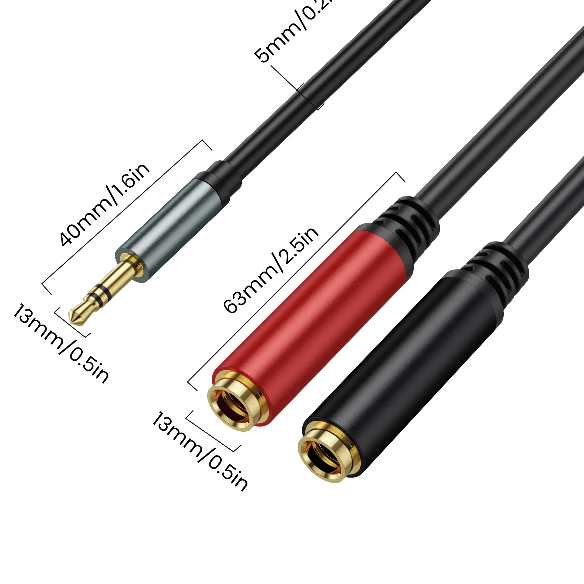 3.5mm Male Stereo TRS To Two 6.35mm (1/4 Inch) TS Female Stereo Breakout Cable Y Splitter Adapter Cable 6.5mm