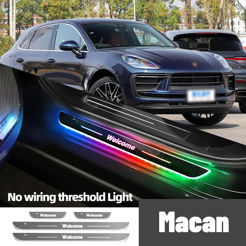 

For Porsche Macan 2014-2023 2019 2020 2022 Car Door Sill Light Customized Logo LED Welcome Threshold Pedal Lamp Accessories