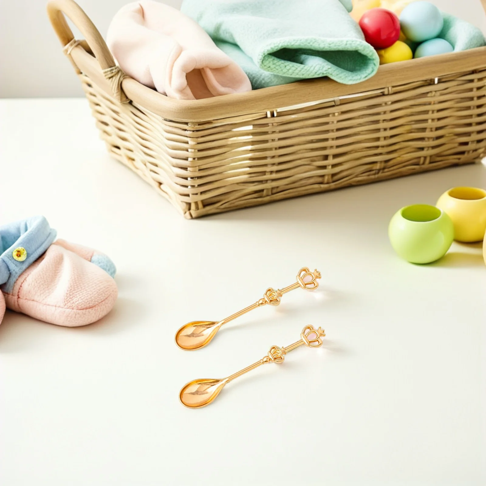 

4pcs Crown Stainless Steel Dessert Spoons Gold Set For Home Bakery Bar Creative Drinking Spoons Ice Cream Small Teaspoon Tea Use