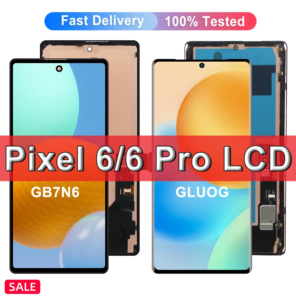 

Amoled 6,7 "для Google Pixel 6 Pro 6Pro GLUOG ЖК-дисплей, сенсорный экран, Замена + рамка 6,4" для Google Pixel 6 GB7N6 дисплей