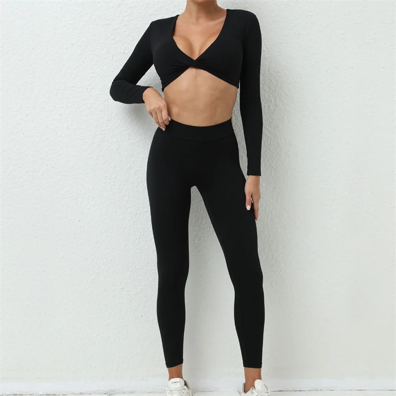 TRY TO BN Women's Tracksuit High Waist Pants Yoga Set Fitness Sportswear Leggings Workout Cycling Sports Suit Gym Outfit Clothes