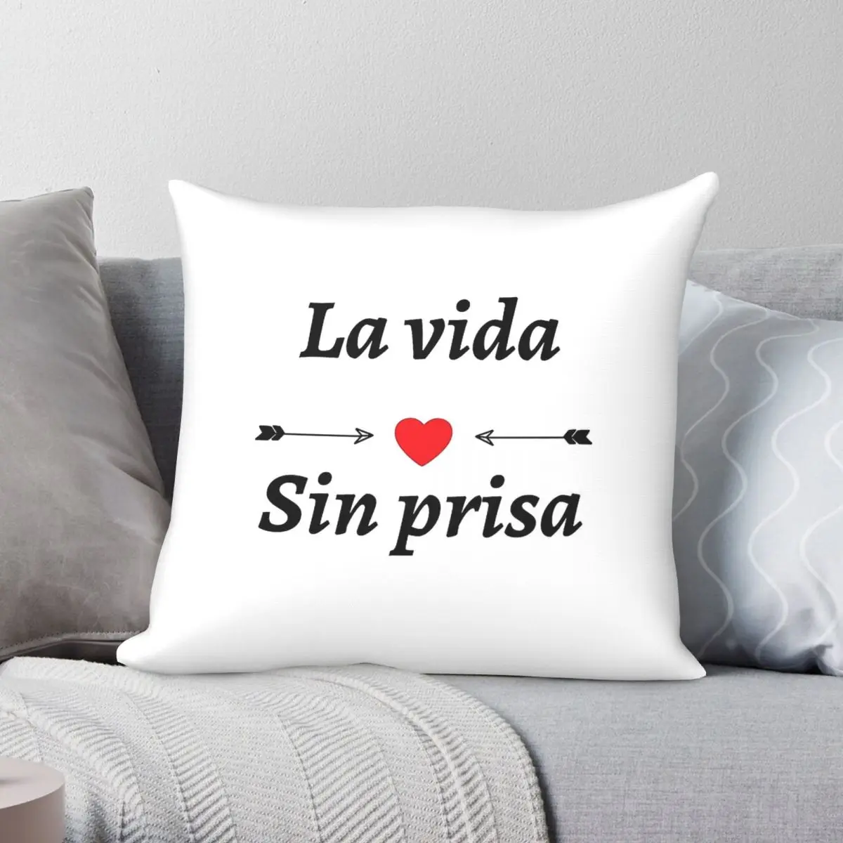 La Vida Sin Prisa - Funda de almohada cuadrada de poliéster, lino, terciopelo, estampada, con cremallera, decorativa, para cojín de cama