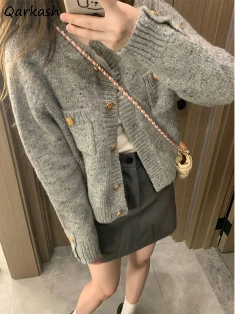 Korean Style Sweet Cardigans Women Cozy Winter O-neck Gentle Pockets Harajuku youth Design vintage 2023 Female Sweaters harajuku