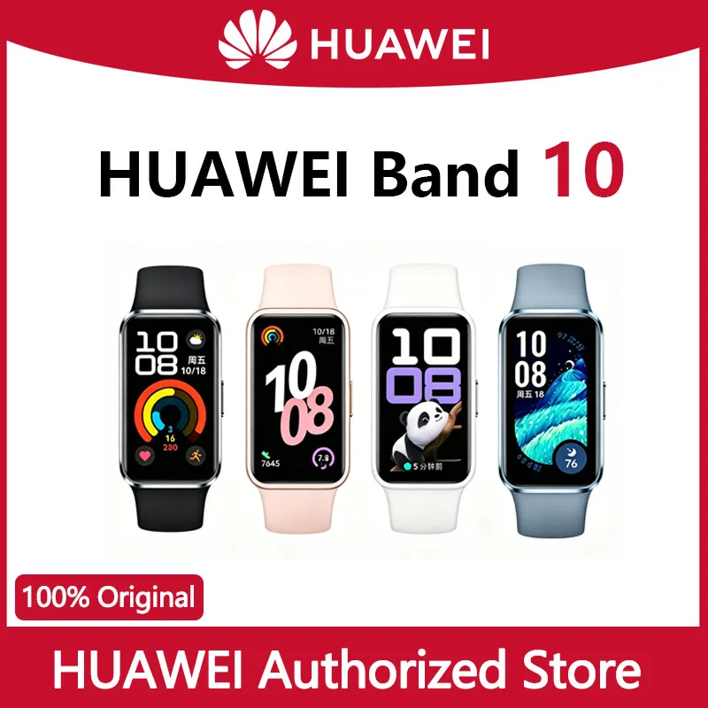 오리지널 HUAWEI Band 10 스마트워치 피트니스 건강 모니터 수면 추적 14일 배터리 수명 IOS 안드로이드 시스템 지원