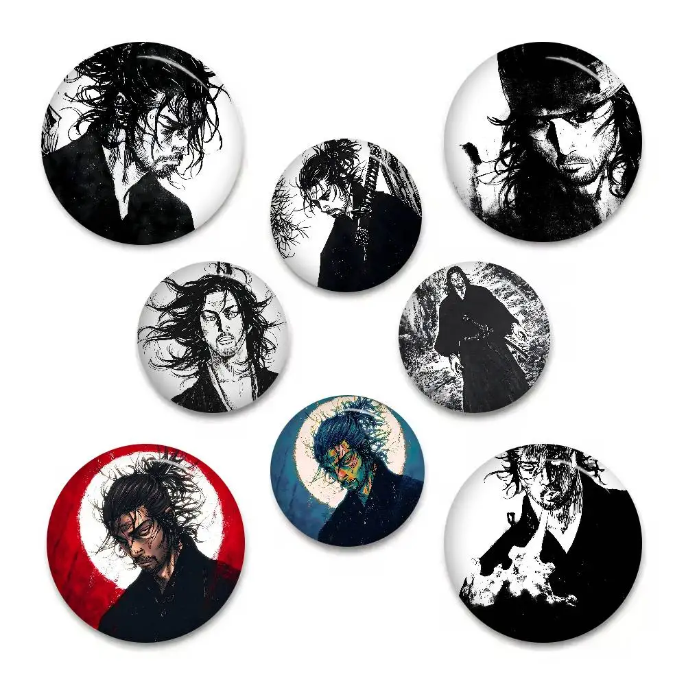 Vagabond Miyamoto Musashi Figure Icon Badge Handmade Tinplate Brooch For Backpack Clothes Chest Ornament Gifts