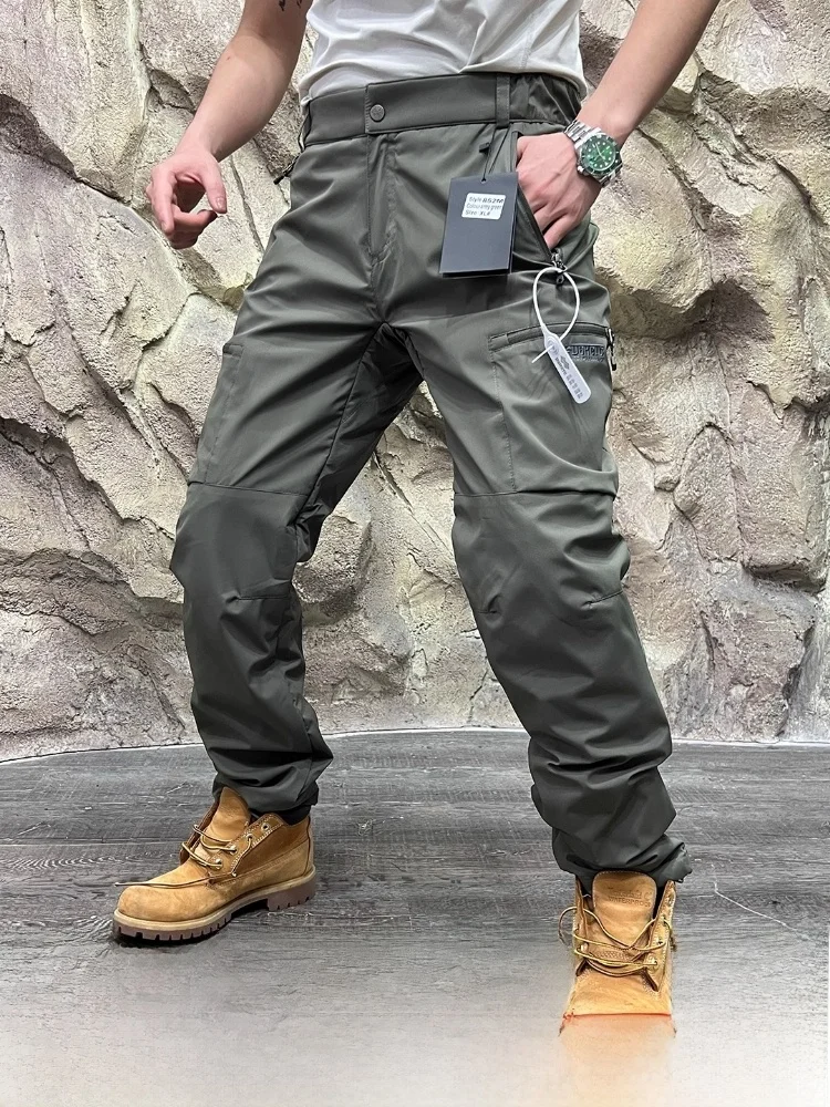 

Thiened Fce Lined Bomber Sle Men's Outdoor Casual Trousers Autumn Winter Warm And Sli Loose Fit Pure Color Polyester