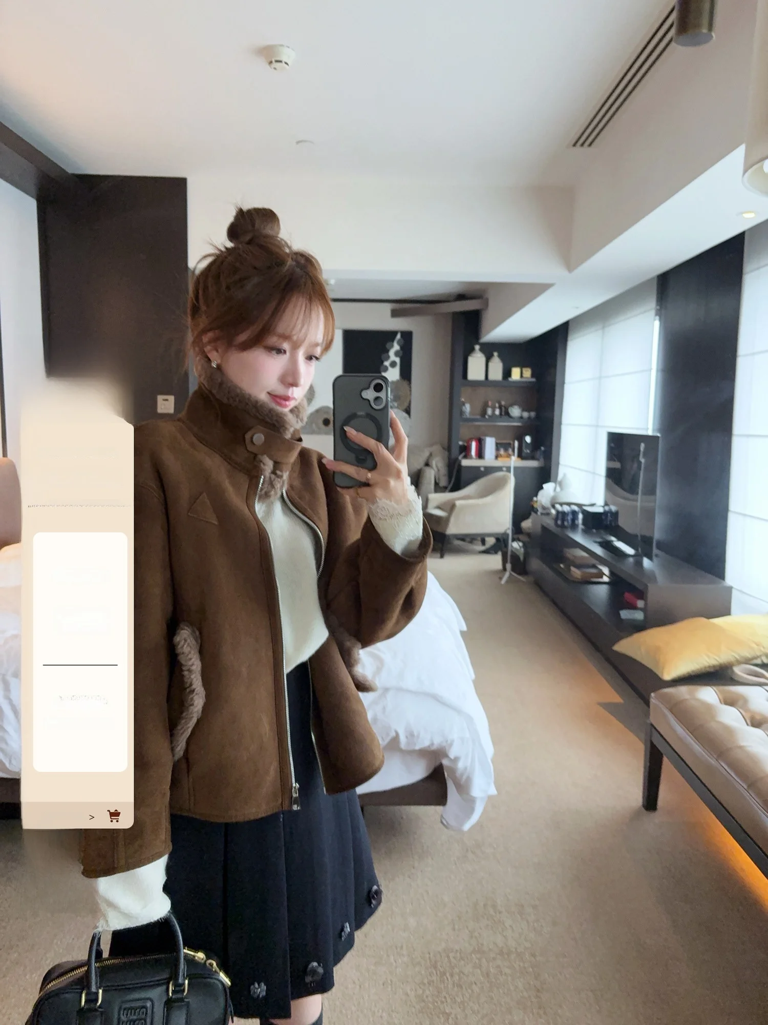 

Женская утепленная куртка из замши с мехом ягненка, зимняя, винтажная, из шерсти и кожи, повседневная, на молнии