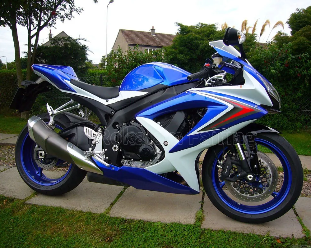 For Suzuki GSXR600 GSXR750 08 09 10 GSX-R600/750 K8 2008 2009 2010 Blue White Bodywork Fairing Kit (Injection Molding)
