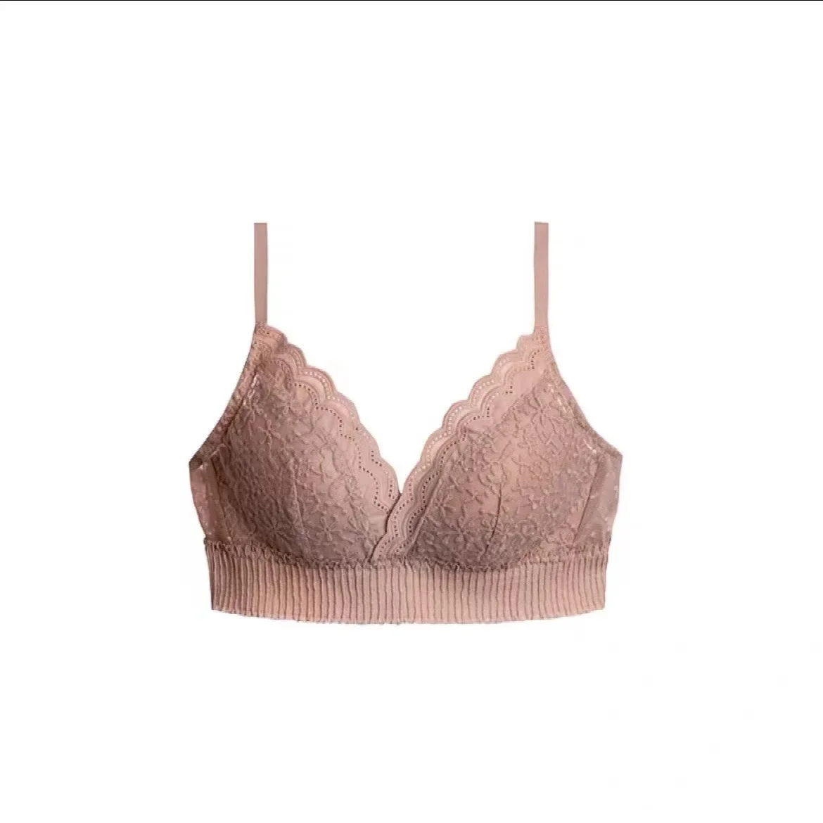 Pure Desire French Floral Lace Bra Women's No Wire Adjustable Type Embroidery Underwear Girl's Gather Large without Steel Ring