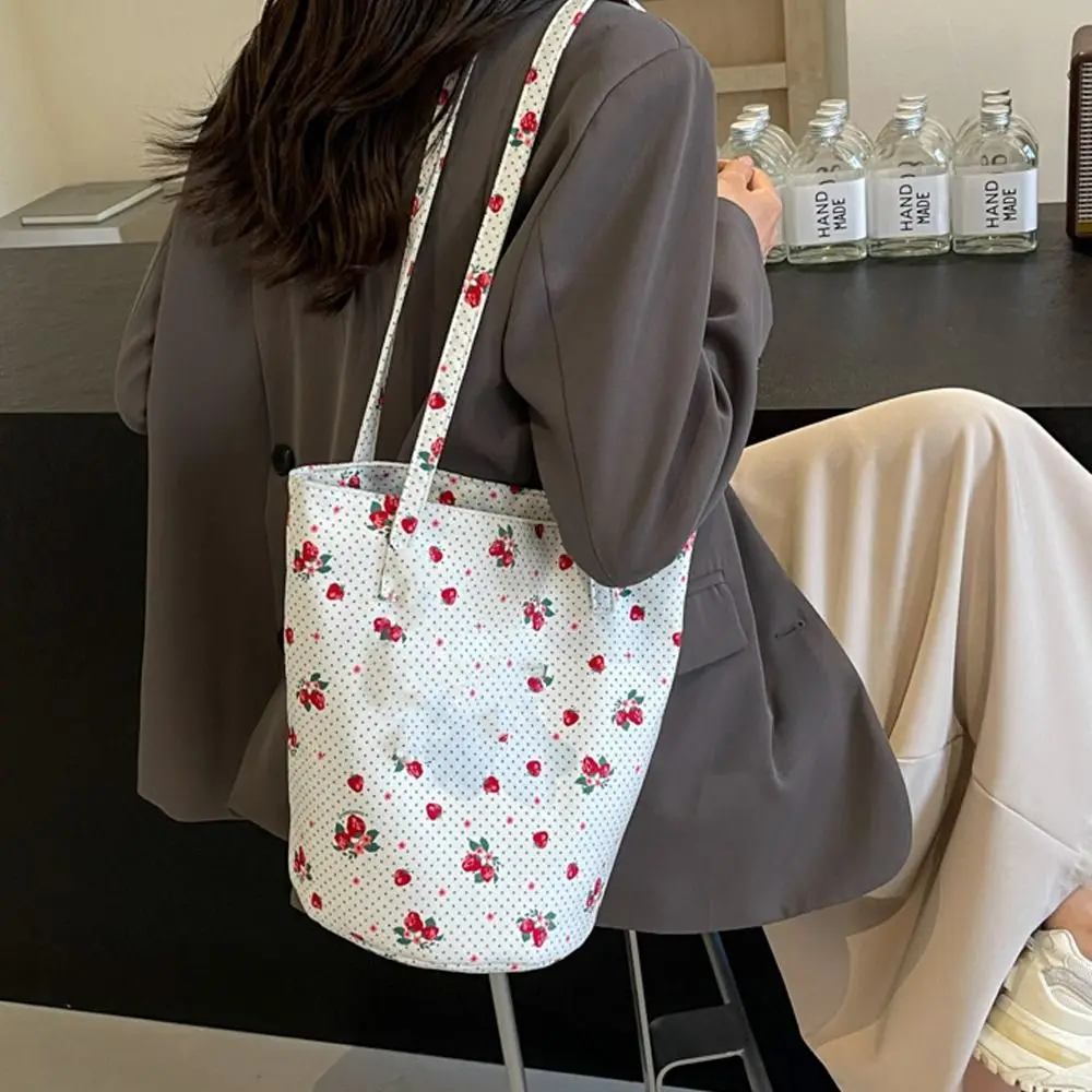 

Fashion Printed Bucket Bag Canvas Large Capacity Shoulder Bag Casual Handbag for Women