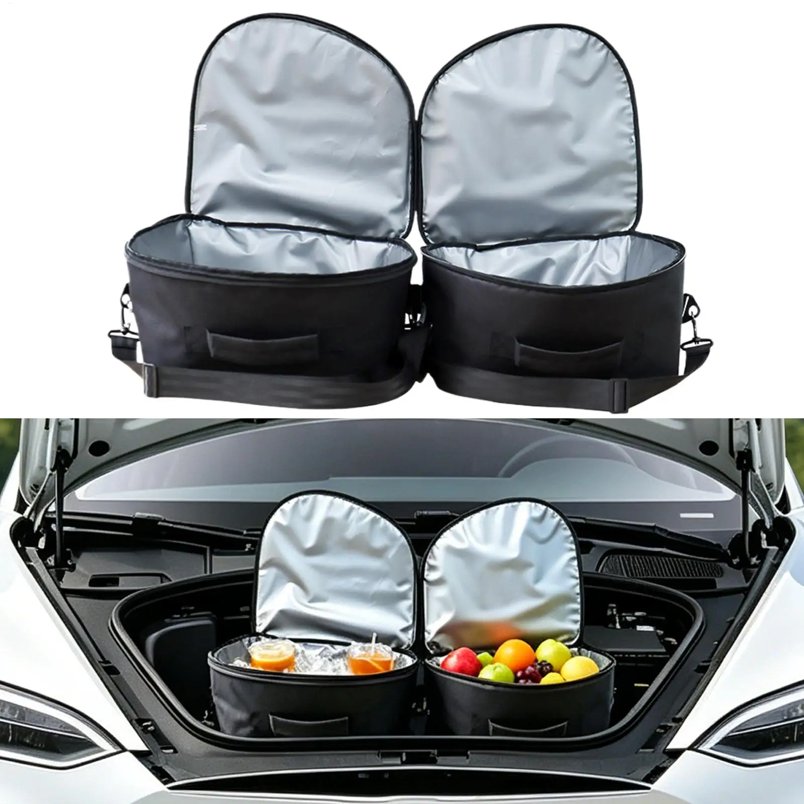 Front Trunk Cooler Organizer 2Pcs camping cooler bag with lid and strap Leak-Proof Insulation Cooler Bag for Camping Vacation