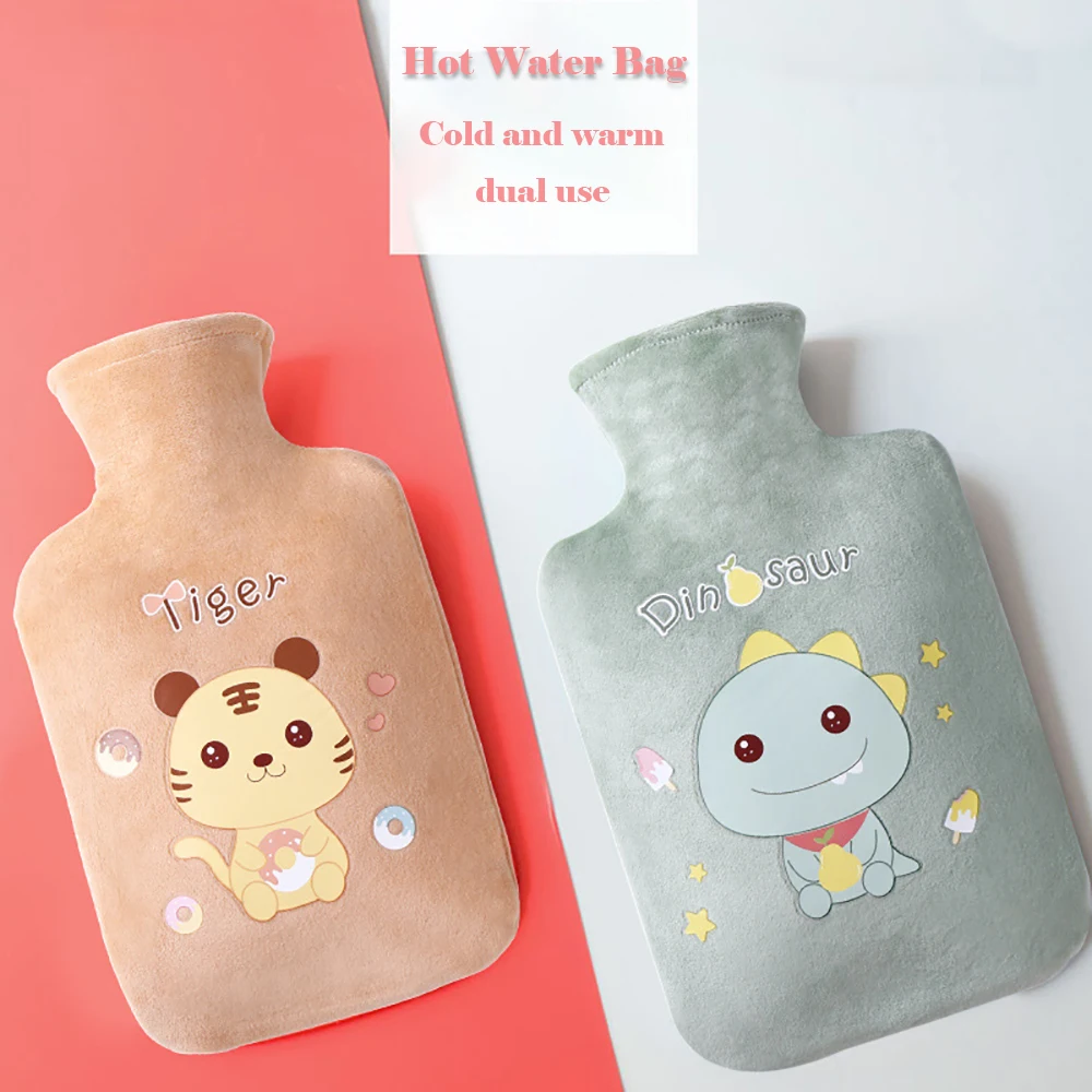 

Hot Water Bottle PVC Heat Pack Bags Reusable Leg Body Hand Warmer Kawaii Belly Painful Rules Student Cute Winter Plush Jug Bag