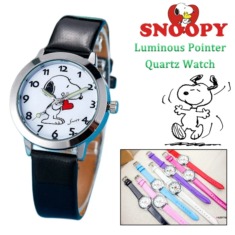 Snoopy Luminous Quartz Watch Kids Cartoon Anime Watch Students Boy Girls Cute Quartz Clock Women Small Dial Watch Birthday Gift