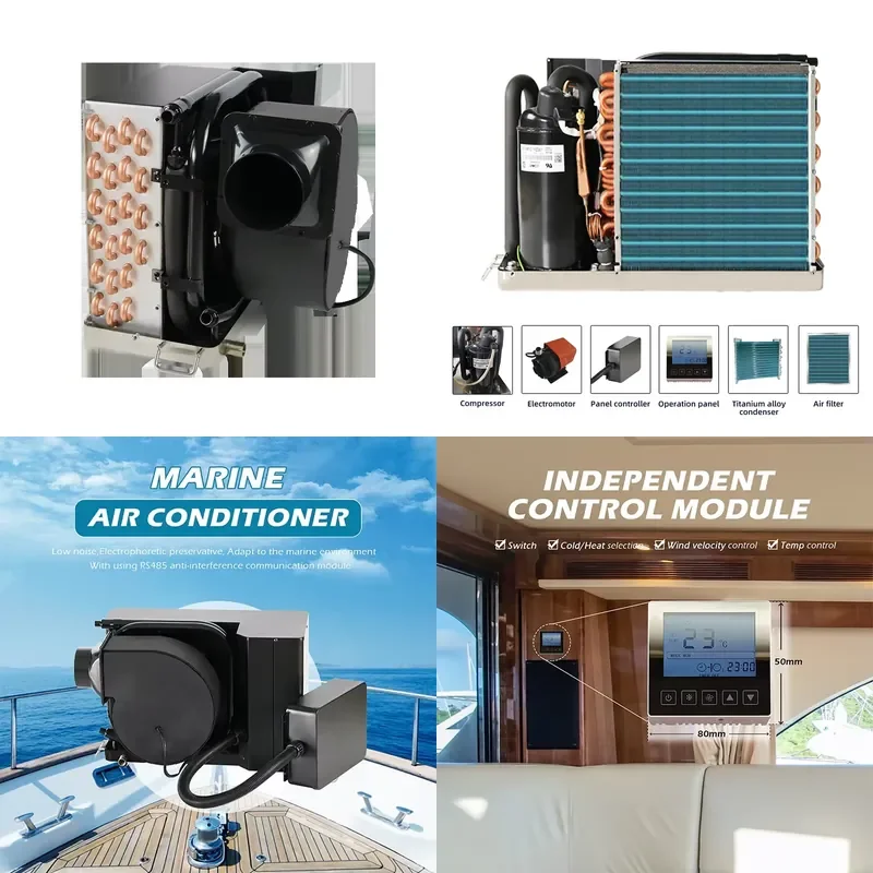 for 2024 Independent 110v 220v 230v 24V 48V DC Power Cooled Marine Air Conditioning System for Marine 9000-24000 btu