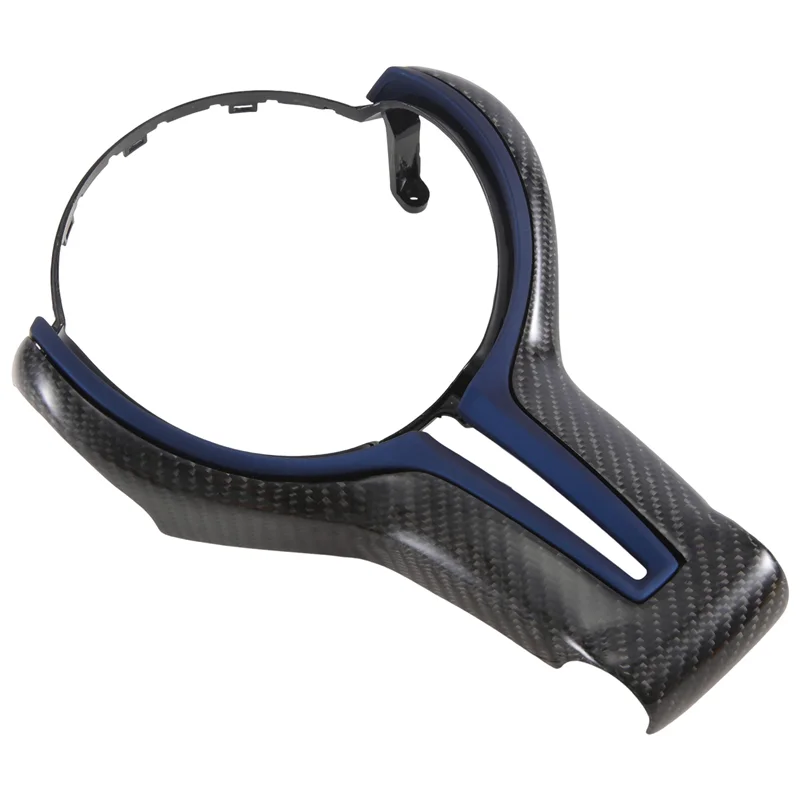 Carbon Fiber Steering Wheel Cover For BMW F30 F10 F18 F20 F25 F34 F48 M3 M6 550D 328M 1 2 3 4 5 6 7 Series Accessories Blue-AT64