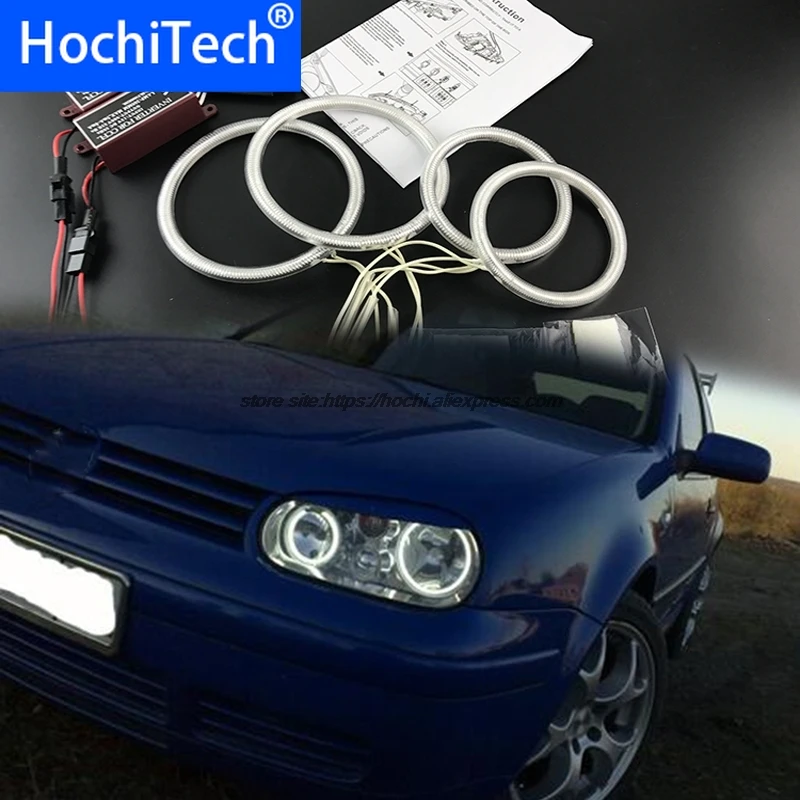 

HochiTech for Volkswagen VW Golf Mk4 1998 To 2004 CCFL Angel Eyes Kit White 6000k CCFL Rings Headlight 1999 2000 2001 2002 2003