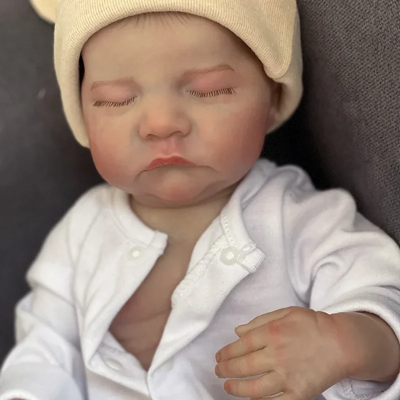 19inch Levi Newborn Reborn Sleeping Baby Doll Full Vinyl Body with 3D Skin Multiple Layers Painting Visible Veins Soft Touch