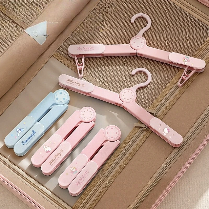 

New Sanrio Cinnamoroll My Melody Hello Kitty Foldable Hanger Portable Multi-Functional Telescopic Travel Clothes Rack Girl Gift