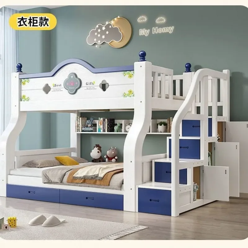 Solid Wood Bunk Bed Two Layer High Low Bed Thickened Frame for Children and Adults Parent Child Furniture view 2