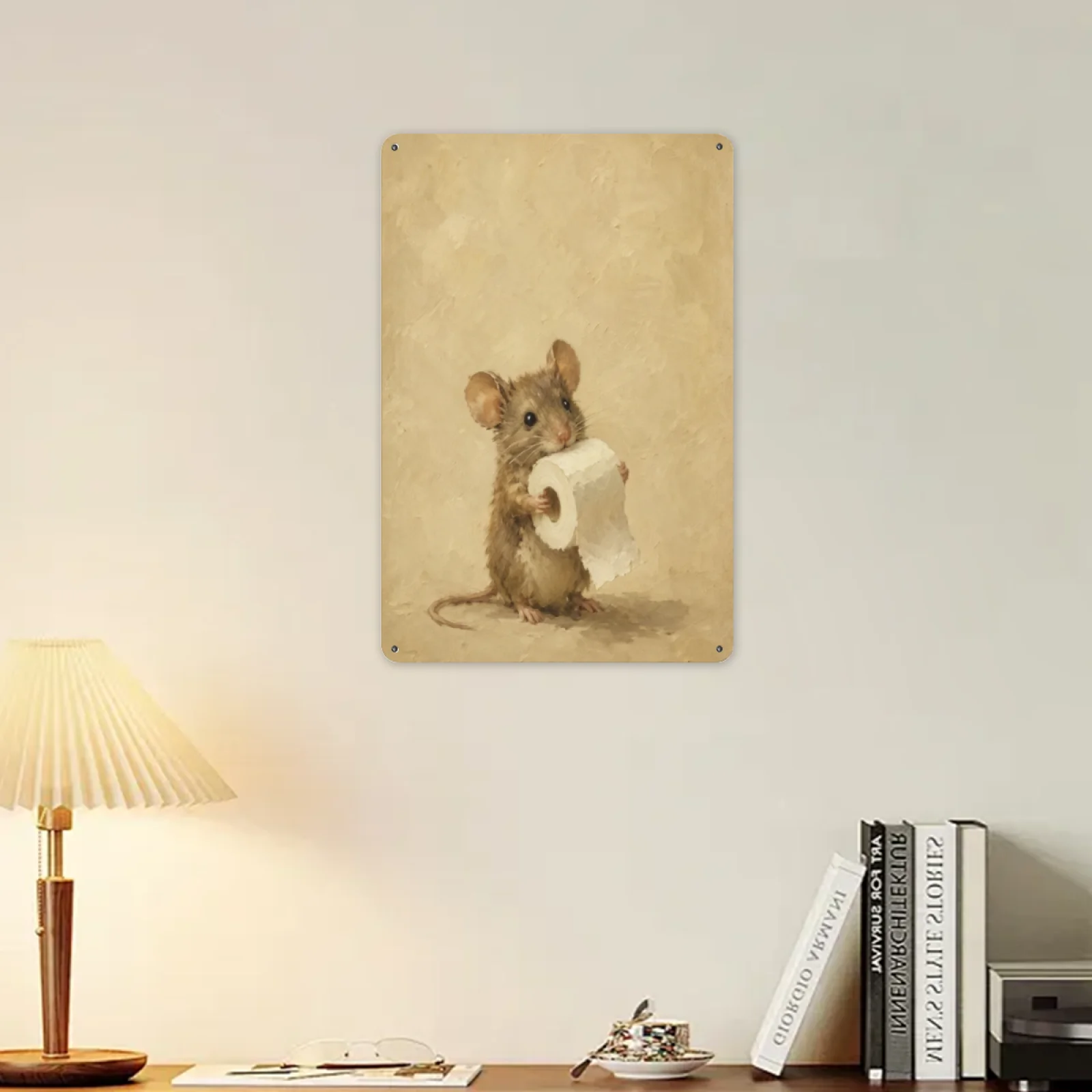 Home Bathroom Wallpaper - Vintage Cute Mouse Holding Toilet Paper