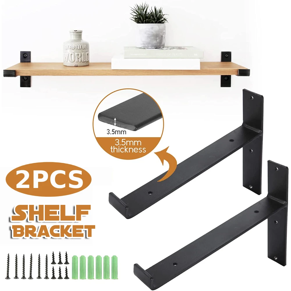 2x Étagère industrielle en bois massif - Support renforcé en métal noir pour un rangement domestique robuste