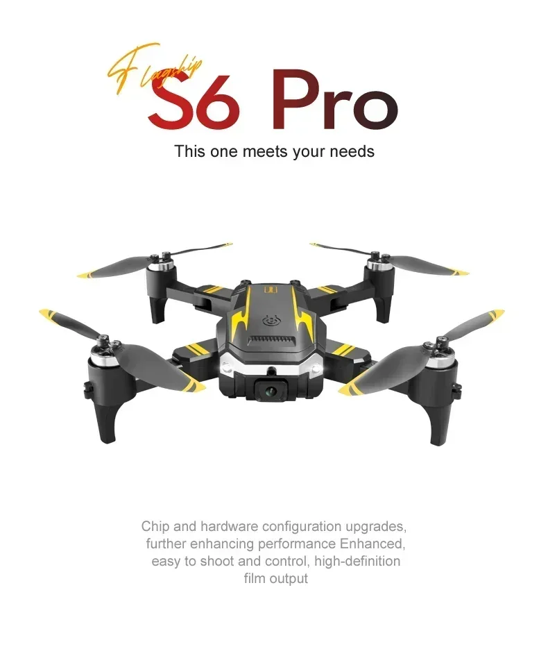 FYZS S6Pro RC Drone, 4K Dual HD Camera, Beta, GPS, Quatro Lados, Evitar Obstáculos, Ir Profissional, FPV, Wi-Fi, Dobrável Quadcopter Brinquedos