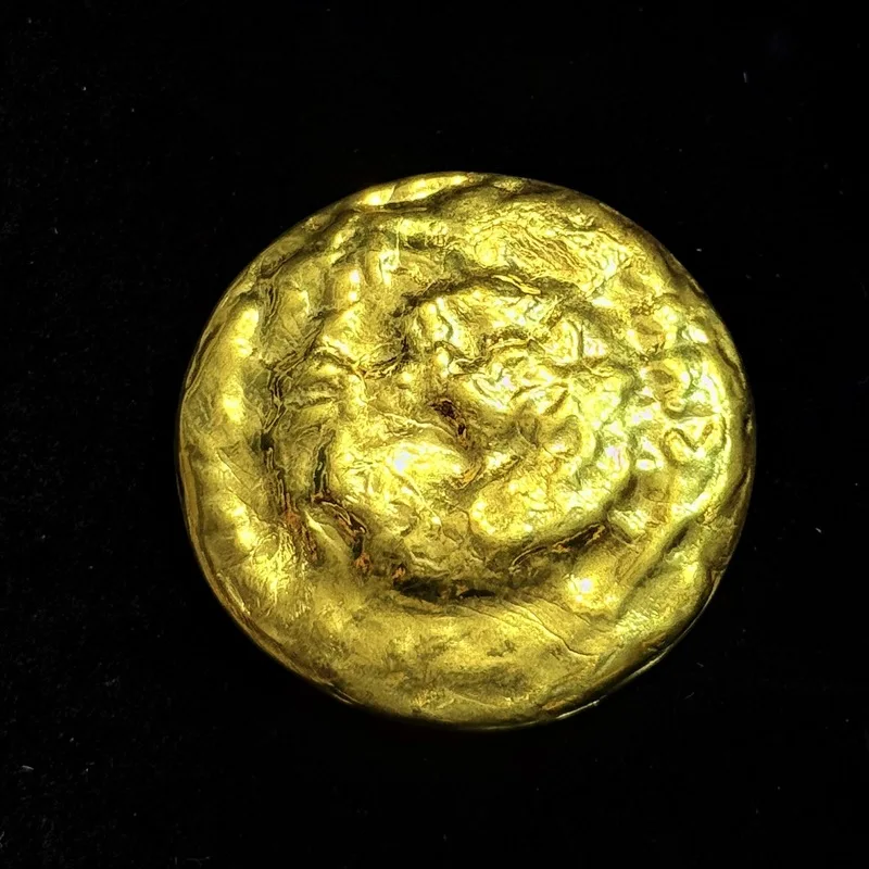 Qing Dynasty Five Emperors Gilded Single Dragon Treasury Copper Gold Ingot Prop Brass Ornament Vintage Ant