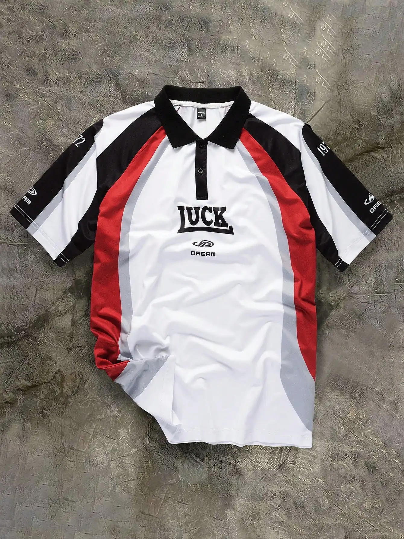 

Men's Loose Fit Color Block Polo Shirt with Contrast Raglan Sleeves, Casual Summer Wear