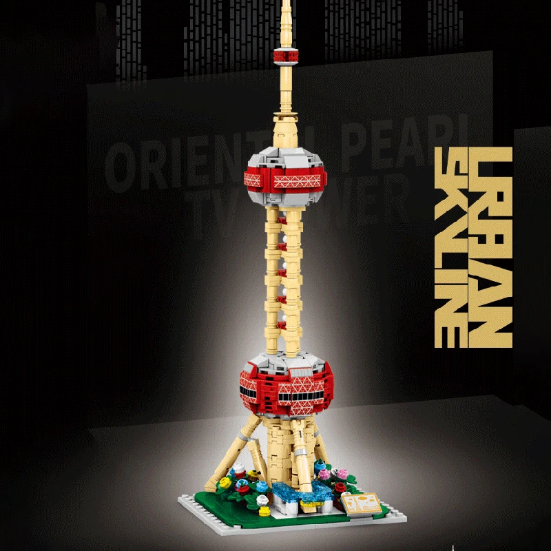 562PCS World Famous Architecture Oriental Pearl Tower Stereo Model DIY Inserted Building Blocks Toys For Kids Christmas Gift