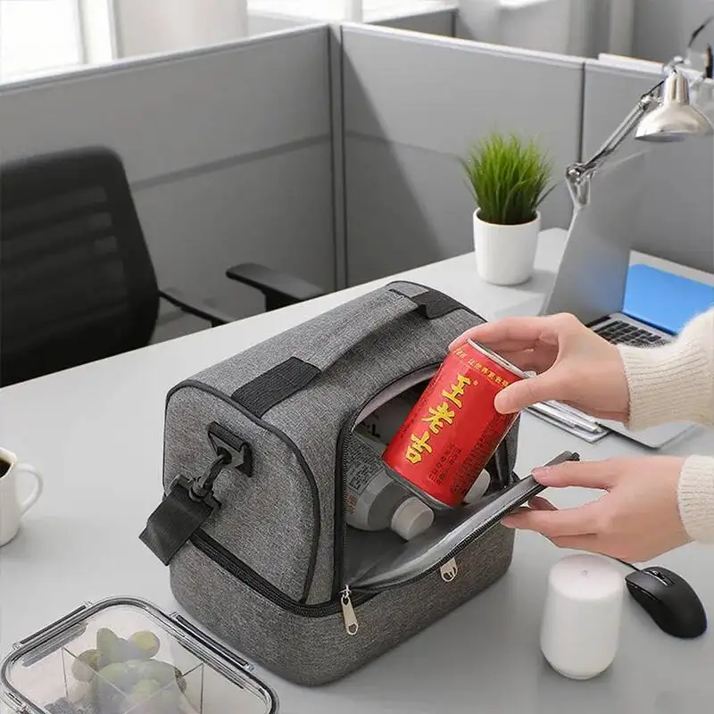Double-layer Insulated Bag Work Lunch Bag Lunch Box Bag For Students Or Officer Mommy Baby Bottle Bag Waterproof Lunch Bag